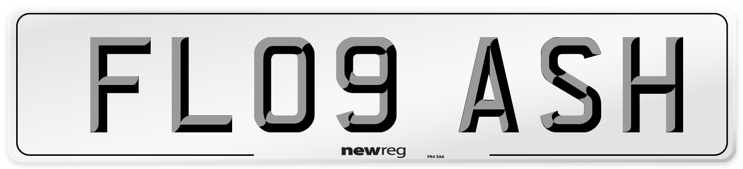 FL09 ASH Number Plate from New Reg